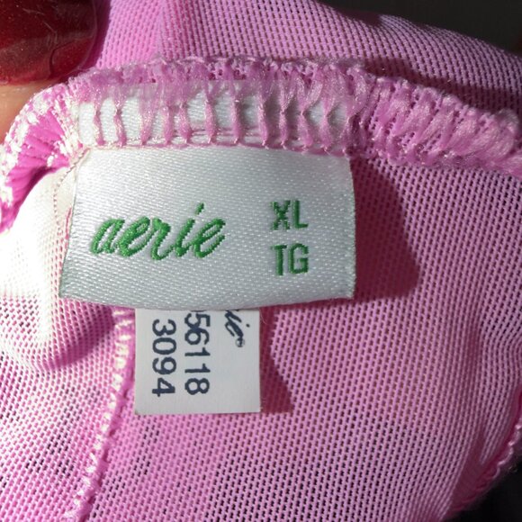 Aerie XL Pink Lace Bralette Wireless Eyelash Trim Racerback Soft Stretch - Picture 5 of 5